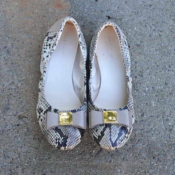 Cole Haan 8C Snakeskin Print Grand OS Ballet Flats Driving Shoes - Picture 1 of 9